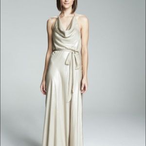 NWT Amsale Wedding Guest Gold Silver Dress Gown